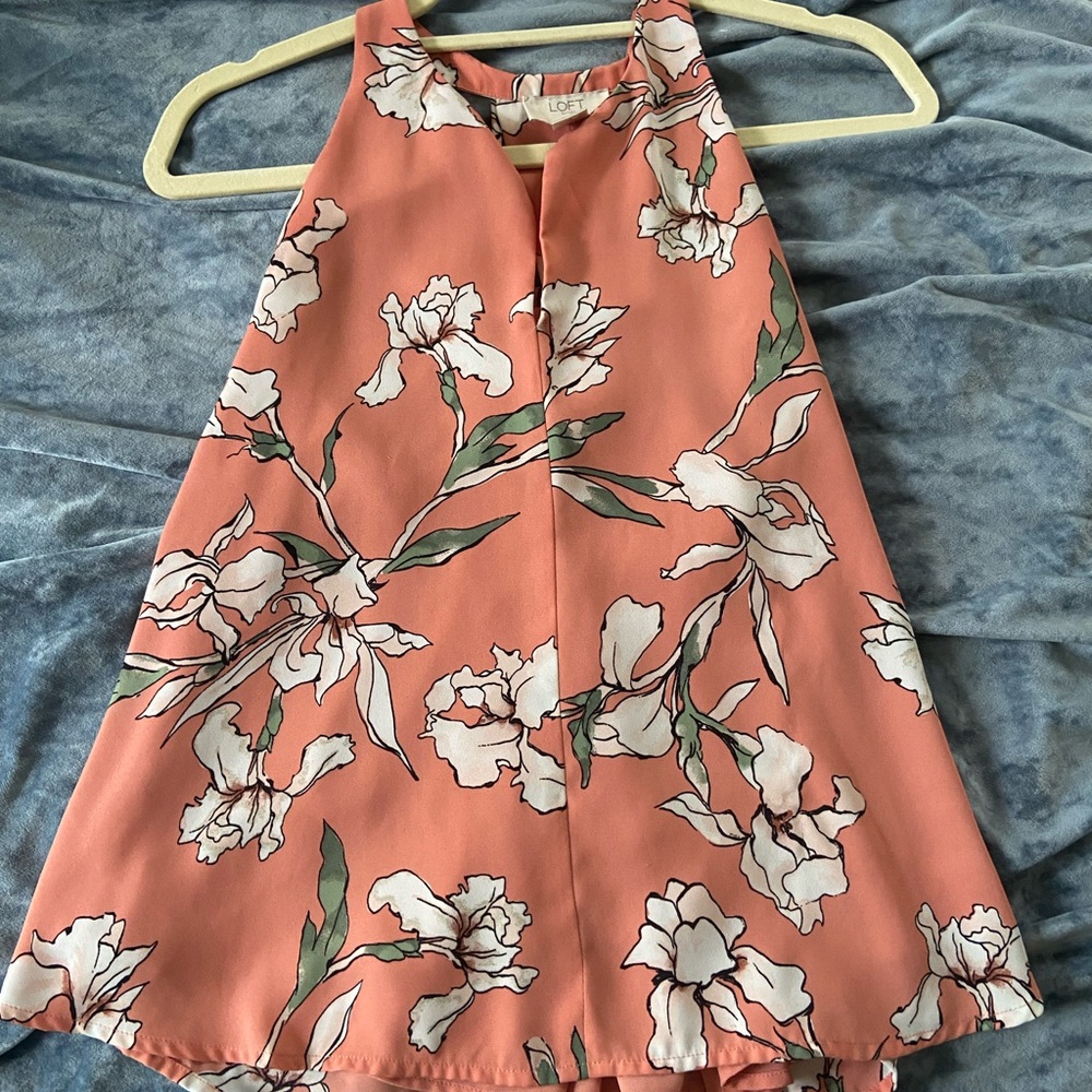 LOFT Floral Halter Top in Coral and Ivory